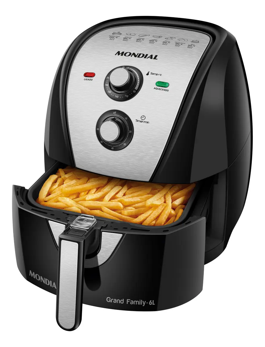 Fritadeira Elétrica Air Fryer C-6Litros Mondial Preta/Inox AFN-60-BI 127v - 1